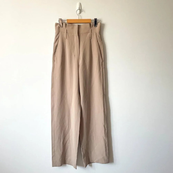 Aritzia Babaton Jermaine High Waist Wide Leg Power Pants Trousers Beige Size 4 - Picture 5 of 9